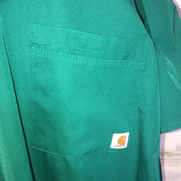 Green carhartt force scrub top nurse shirt doctors shirt carhartt clothing large - Picture 2 of 6